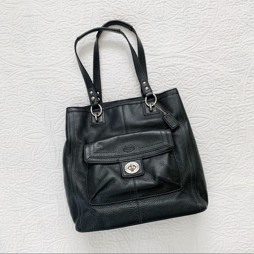 Coach Penelope Pebble Black Leather Tote Bag